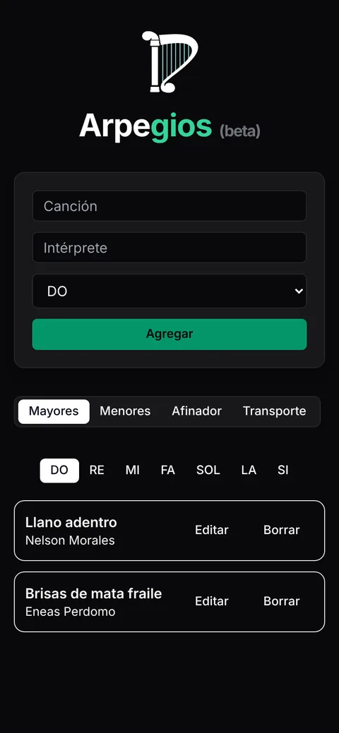 Arpegios en un celular: lista de canciones ordenadas por tono